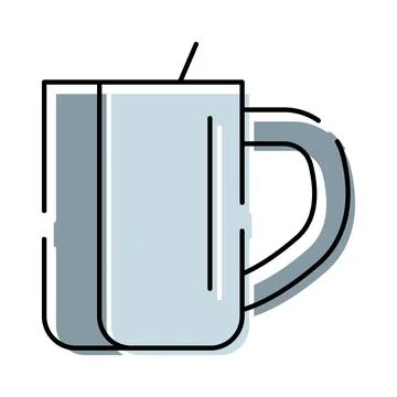 Coffee mug line drawing with filled liquid Illustration