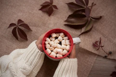 Coffee mug with marshmallow Stock Photos