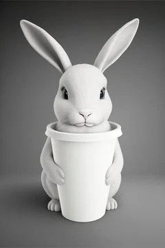 Coffee mug mockup with rabbit Stock Illustration