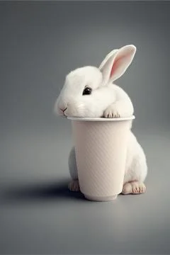 Coffee mug mockup with rabbit Stock Illustration