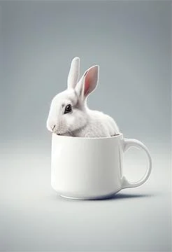 Coffee mug mockup with rabbit Stock Illustration