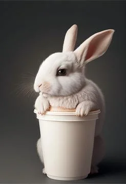 Coffee mug mockup with rabbit Stock Illustration
