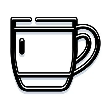 Coffee mug outline icon with handle Illustration