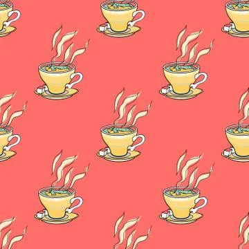 Coffee mug seamless pattern Stock Illustration