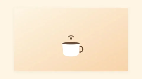 Coffee Mug with Steam Transitioning into Wireless Wifi Signal Icon on Warm .. Видео 345982227