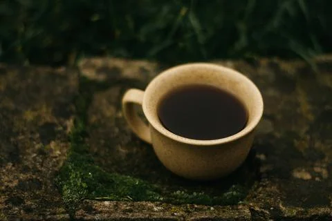Coffee mug on the table Stock Photos