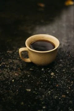 Coffee mug on the table Stock Photos