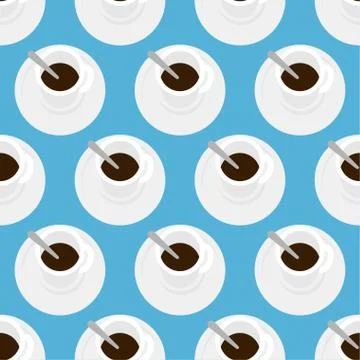 Coffee mug Top view pattern seamless. Drink coffee house background. Vector i Stock Illustration