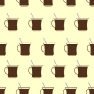 Coffee Mugs, Cup seamless pattern. Coffee vector background. Stock Illustration