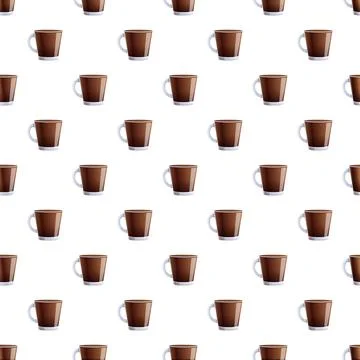 Coffee mugs seamless pattern on white background Stock Illustration