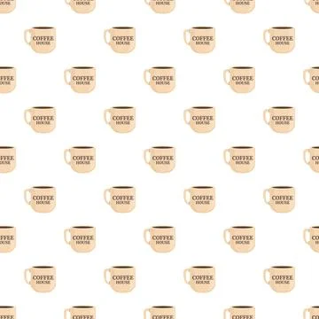 Coffee mugs seamless pattern on white background Stock Illustration