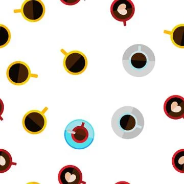 Coffee Mugs Top View Vector Seamless Pattern Illustrazione stock