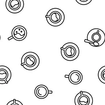 Coffee Mugs Top View Vector Seamless Pattern Illustrazione stock