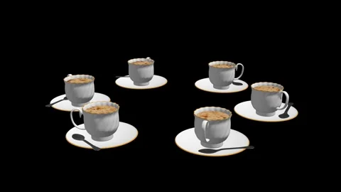 Coffee mugs, white ceramic. Hot coffee with cream Stock Footage 269829680