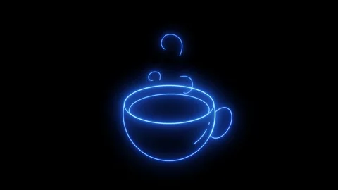 Coffee neon icon animated cup of coffee smoky neon 4k looping Stock Footage 295162433