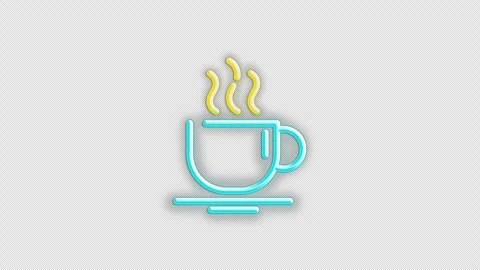 Coffee neon sign loop on alpha channel transparent background Stock Footage 343676604