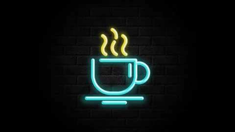 Coffee neon sign motion on a black background Stock Footage 340355807