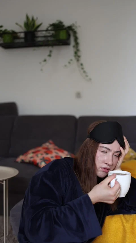 Coffee is not enough after another sleepless night Stock-Footage 340087348