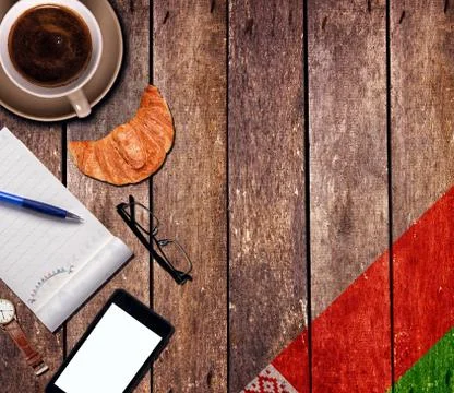 Coffee with the notepad and phone Stock Photos