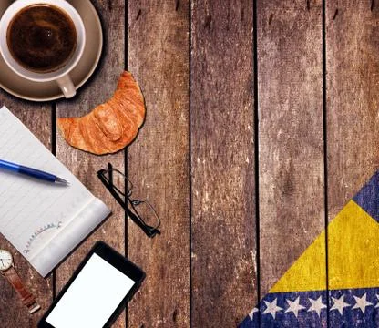 Coffee with the notepad and phone Stock Photos