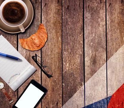 Coffee with the notepad and phone Stock Photos