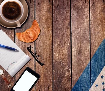 Coffee with the notepad and phone Stock Photos
