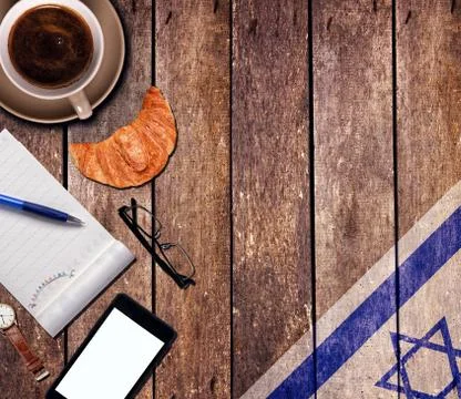 Coffee with the notepad and phone Stock Photos