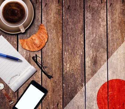 Coffee with the notepad and phone Stock Photos