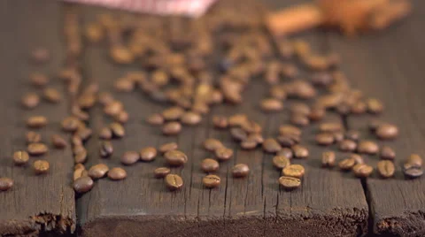 Coffee On Old Wood Table Background Video stock 63166856