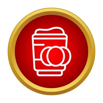 Coffee or hot drink cup icon on red button Stock Illustration