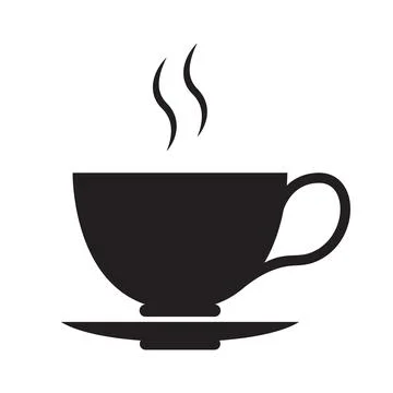 Coffee or tea cup icon. Cup of hot drink. Logo for a cafe or coffee shop. Fla Stock Illustration