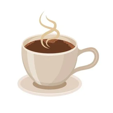 Coffee or tea cup icon in flat style. Hot drink vector illustration on isol.. Stock Illustration