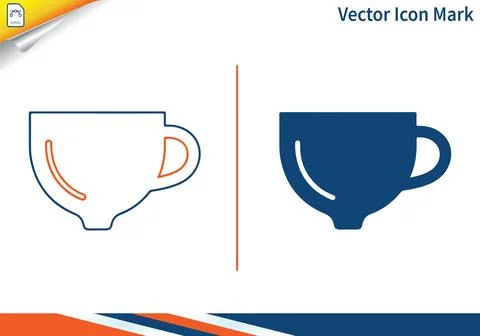 Coffee or tea cup line and glyph icon vector sign and symbol. Stock Illustration