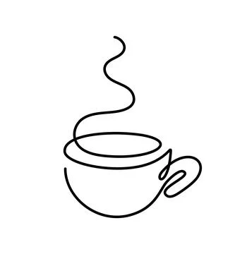 Coffee or tea cup vector logo line art tea drawing with steam rising Stock Illustration