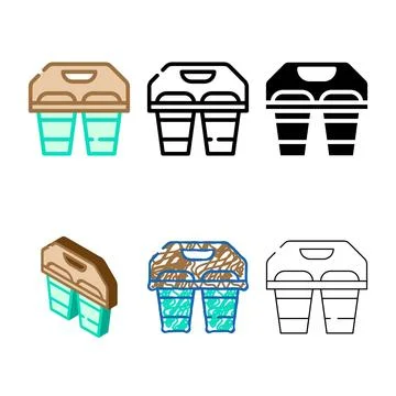 Coffee or tea cups color icon vector variants Stock Illustration