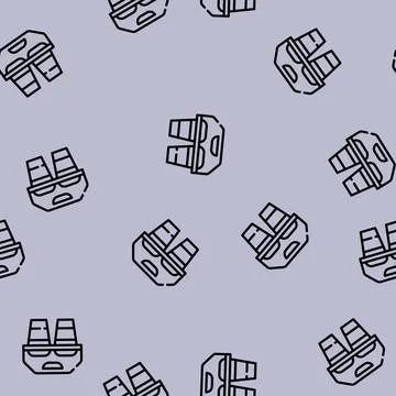 Coffee or tea cups line vector seamless pattern 스톡 일러스트