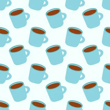 Coffee or tea cups seamless pattern. Vector background. Stock Illustration