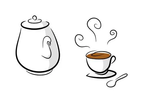 Coffee or Tea Set Stock Illustration