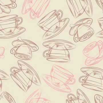 Coffee or tea time, seamless background for your design Illustrazione stock