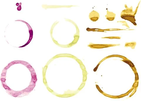 Coffee or wine stains in various colors. Stock Illustration