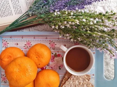 Coffee with oranges Stock Photos