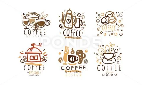 Coffee Original Labels And Badges Design Vector Set