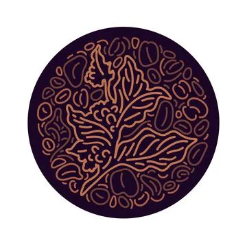 Coffee ornament. Round emblem. Vector abstract Stock Illustration