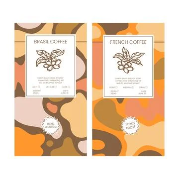 COFFEE PACK Tag Abstract Simple Style Vintage Template Set Illustrazione stock
