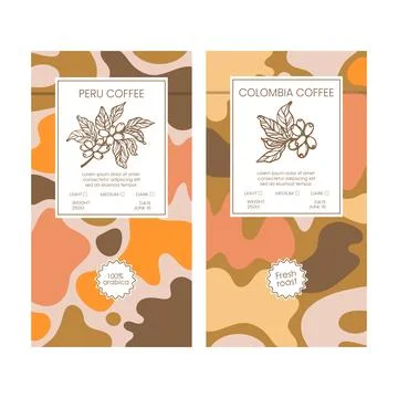 COFFEE PACK TAGS Abstract Simple Style Vintage Template Set Stock Illustration