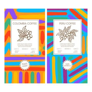 COFFEE PACKAGING Abstract Simple Style Vintage Template Set 스톡 일러스트