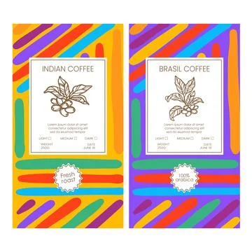 COFFEE PACKAGING AFRICAN LINES Abstract Vintage Templates Stock Illustration