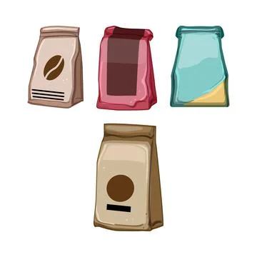Coffee packaging bags in various designs Stock Illustration