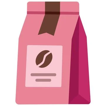 Coffee packaging paper bag flat vector icon Stock Illustration