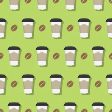Coffee Paper Cup And Beans Pattern Stock Illustration